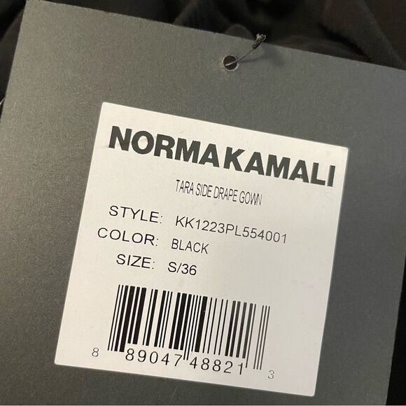 Norma Kamali Tara Side Drape Gown Black Size Small NWT - Picture 7 of 7
